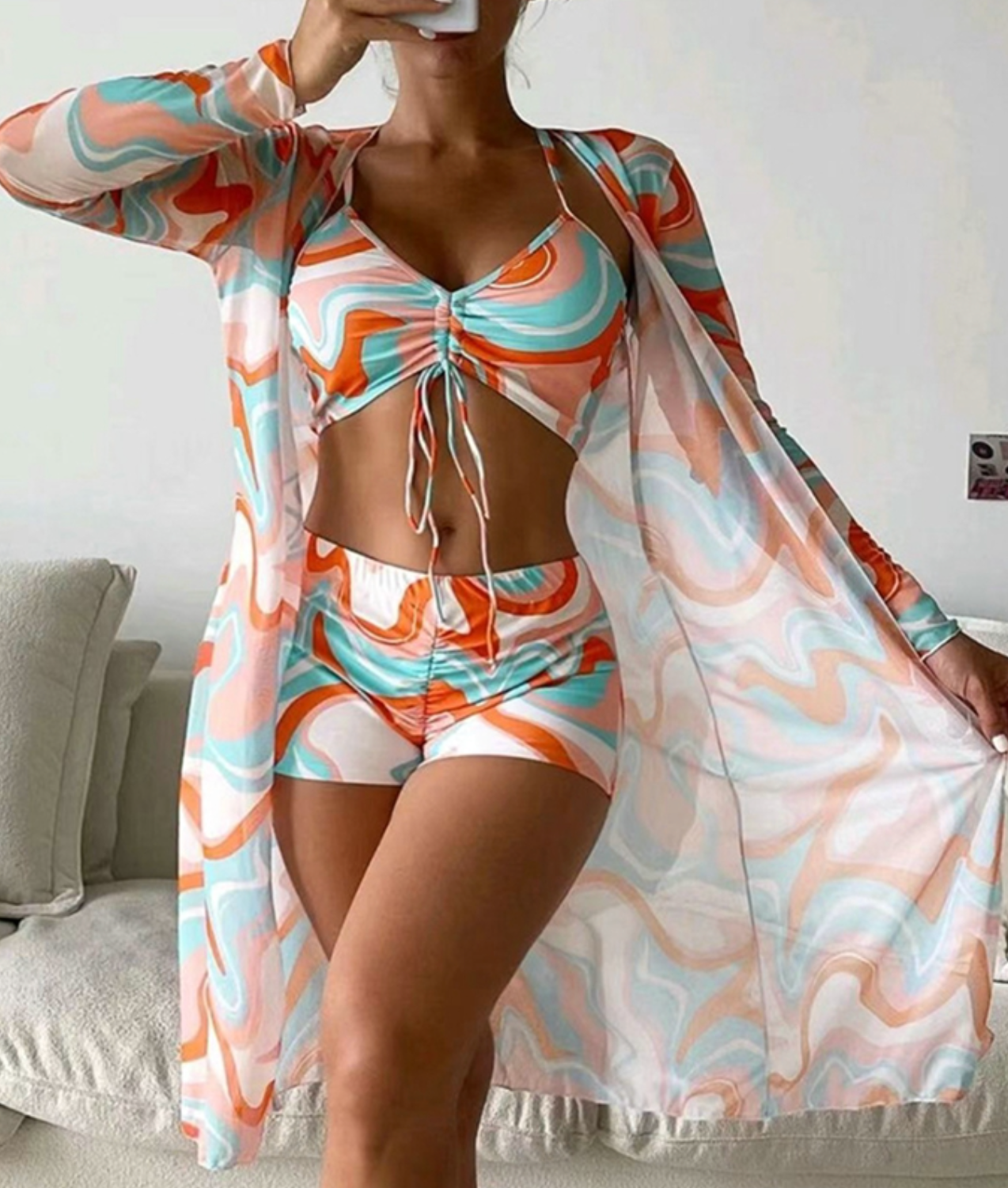 Trudi - Bedrucktes 3-Teiliges Bikini-Set