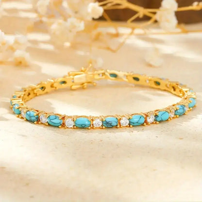 Natürliche Türkisarmband mit Goldakzenten