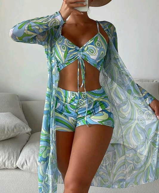 Trudi - Bedrucktes 3-Teiliges Bikini-Set