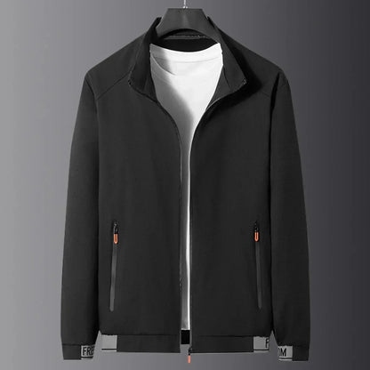 Mateo - winddichte schwarze Herren-Zwischenjacke mit Stehkragen