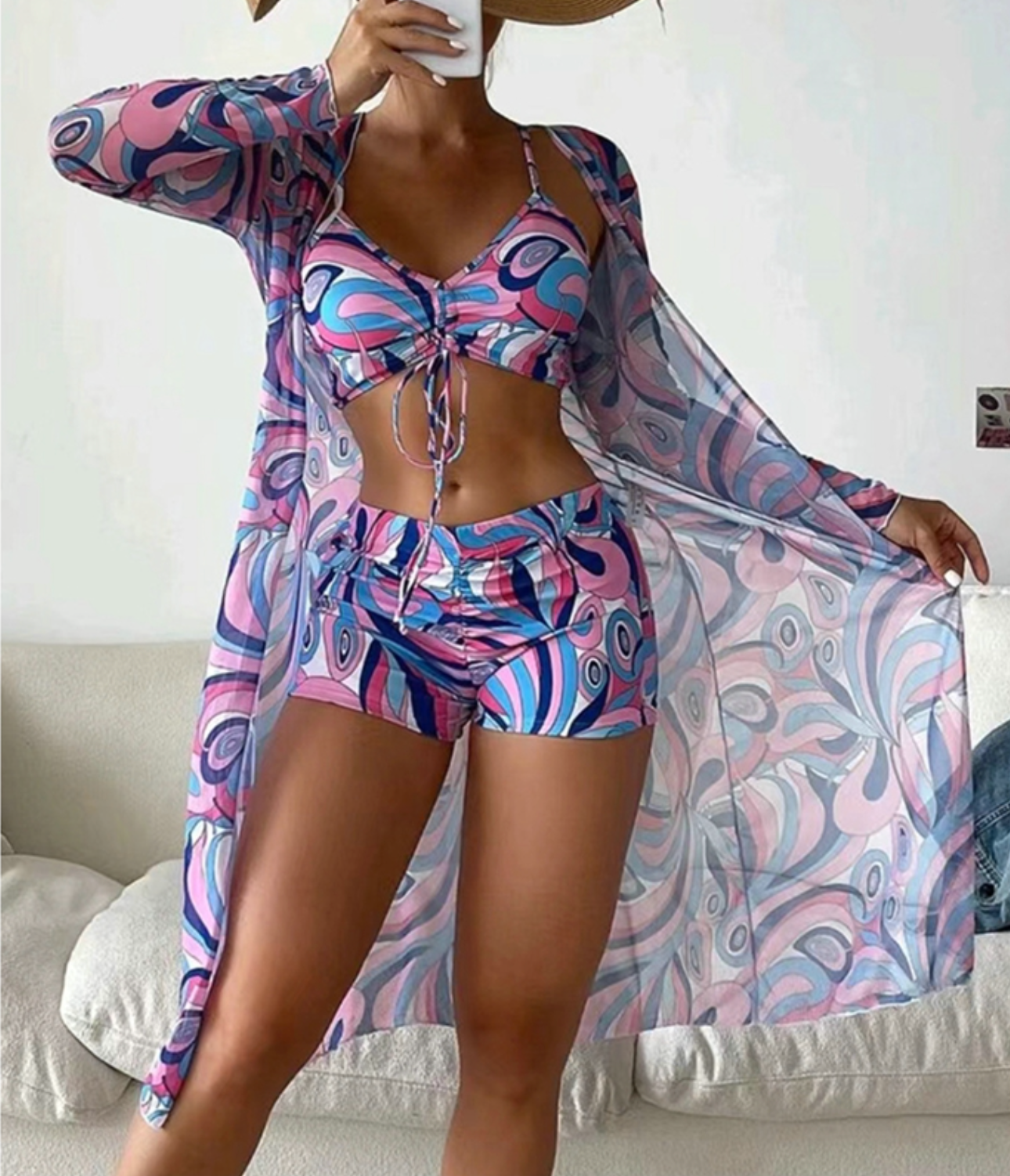 Trudi - Bedrucktes 3-Teiliges Bikini-Set