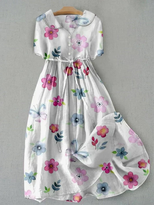 Lyric - Modisches Blumenmuster Kleid mit Schnürung in der Taille