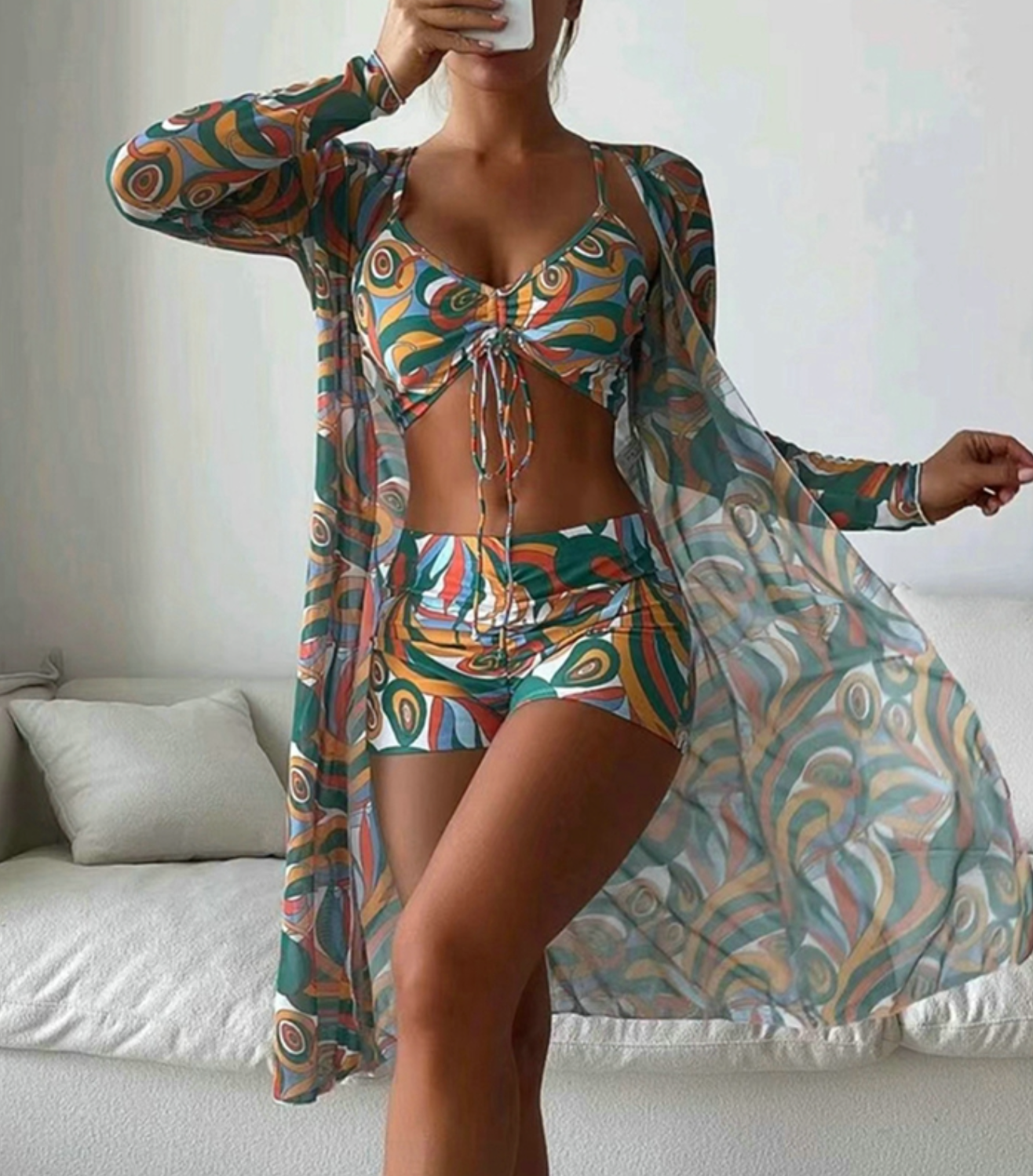 Trudi - Bedrucktes 3-Teiliges Bikini-Set