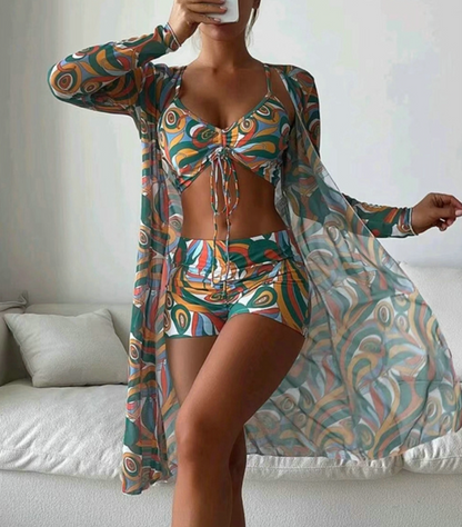 Trudi - Bedrucktes 3-Teiliges Bikini-Set