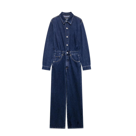 Alina - Herbst Denim Jumpsuit mit weitem Bein