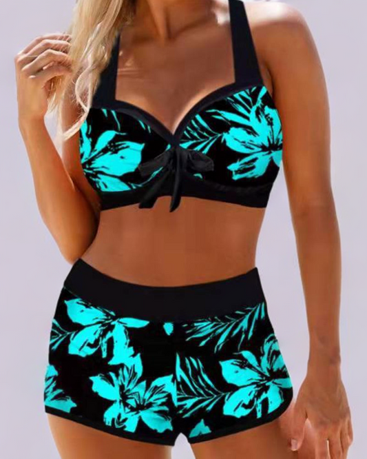 Anna - Badeanzug mit hoher Taille und Blumendruck