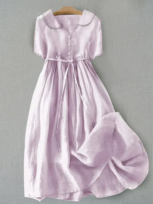 Isla - Elegantes Midi-Kleid aus Baumwolle und Leinen