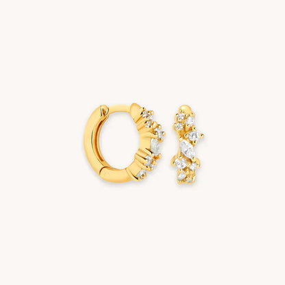 Gold Kristall Cluster Huggie Earrings
