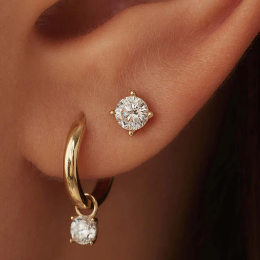 Larmes de Lune Gold Stein Earrings
